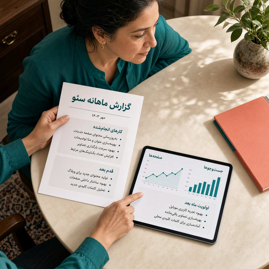 گزارش ماهانه کارهای سئو و اولویت ماه بعد